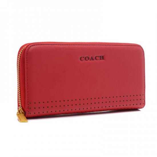 Coach Madison Perforated Large Red Wallets BVW | Women - Click Image to Close